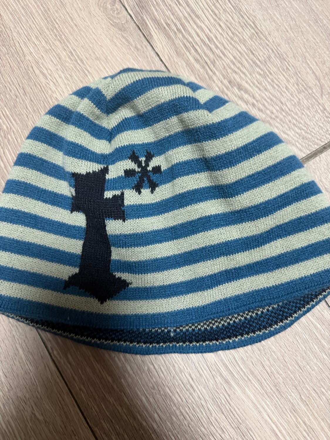 탄산 마그네슘 자카드 스트라이프 비니 블루 상품이미지2