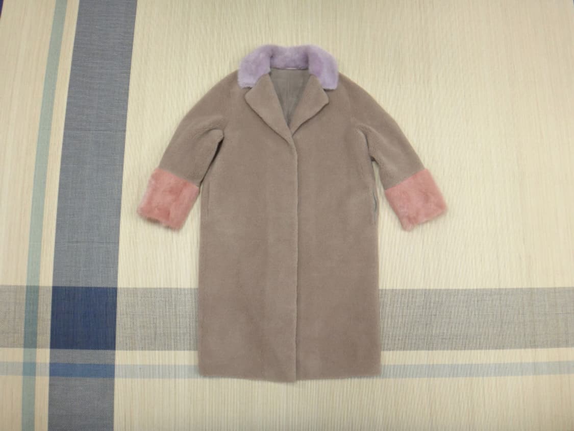 (L/77) 라삐아프 밍크배색 부클 울 코트 상품이미지1