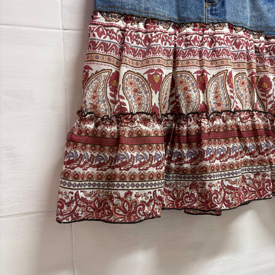 C.O.L.Z.A 패치워크 히피 캉캉 데님 스커트 JPN L 상품이미지3