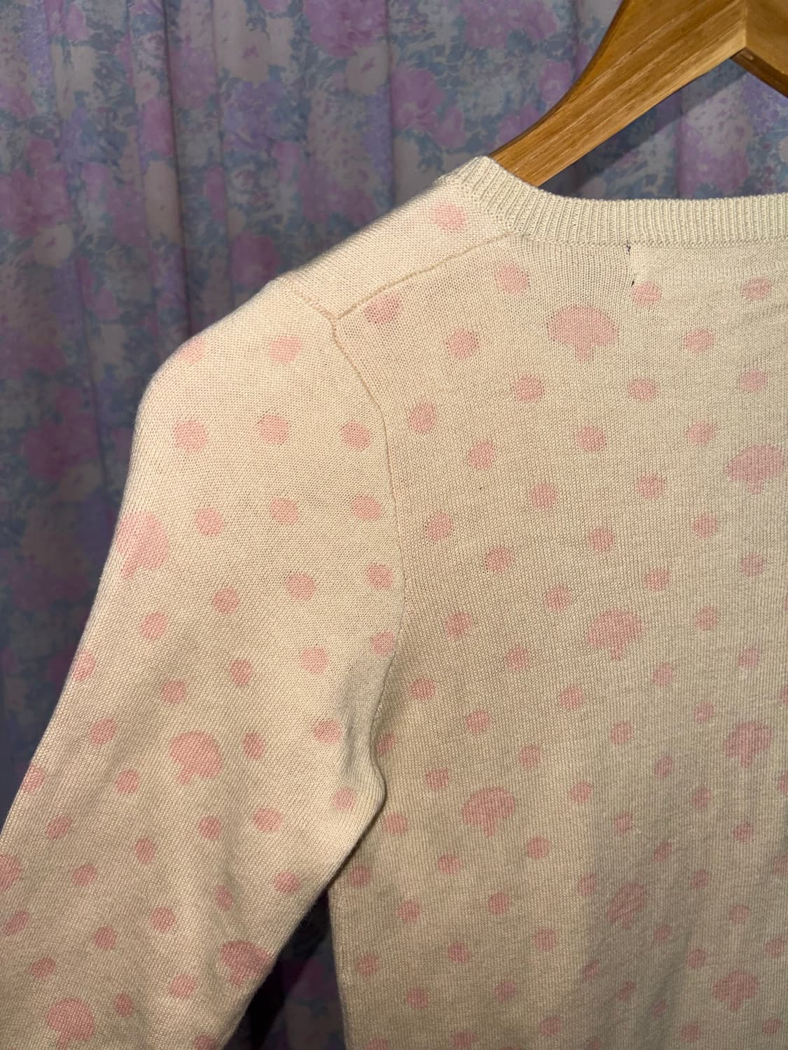 베이지-핑크 도트 버섯 가디건 상품이미지10