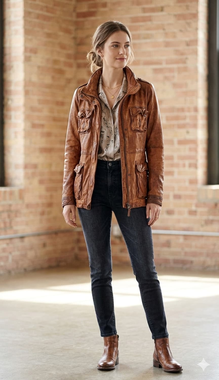 빈티지 리얼 양가죽 자켓 | 브라운 | 하프기장 55 상품이미지1