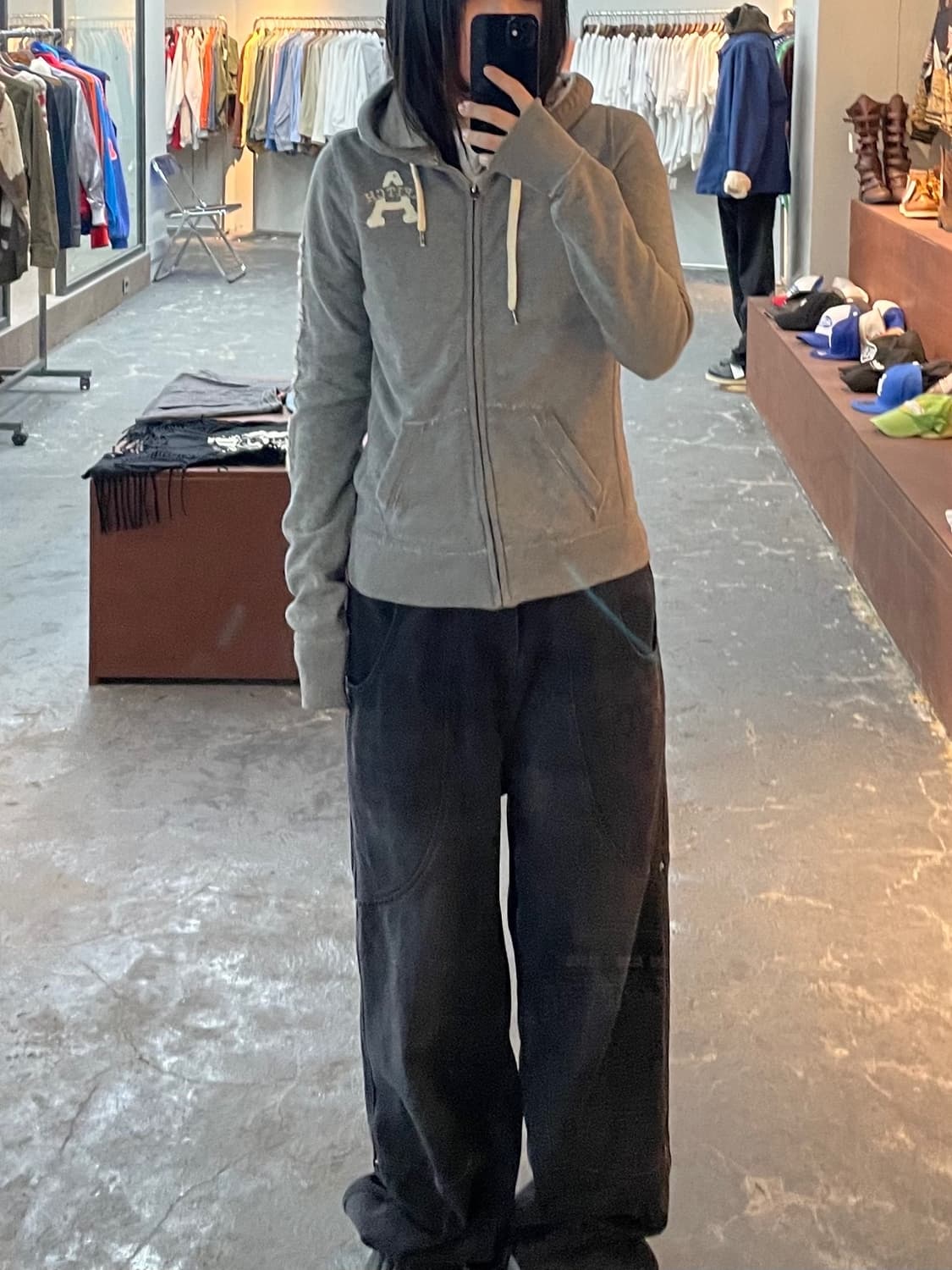 아베크롬비 사이드 패치로고 그레이 후드집업 H1220 상품이미지1