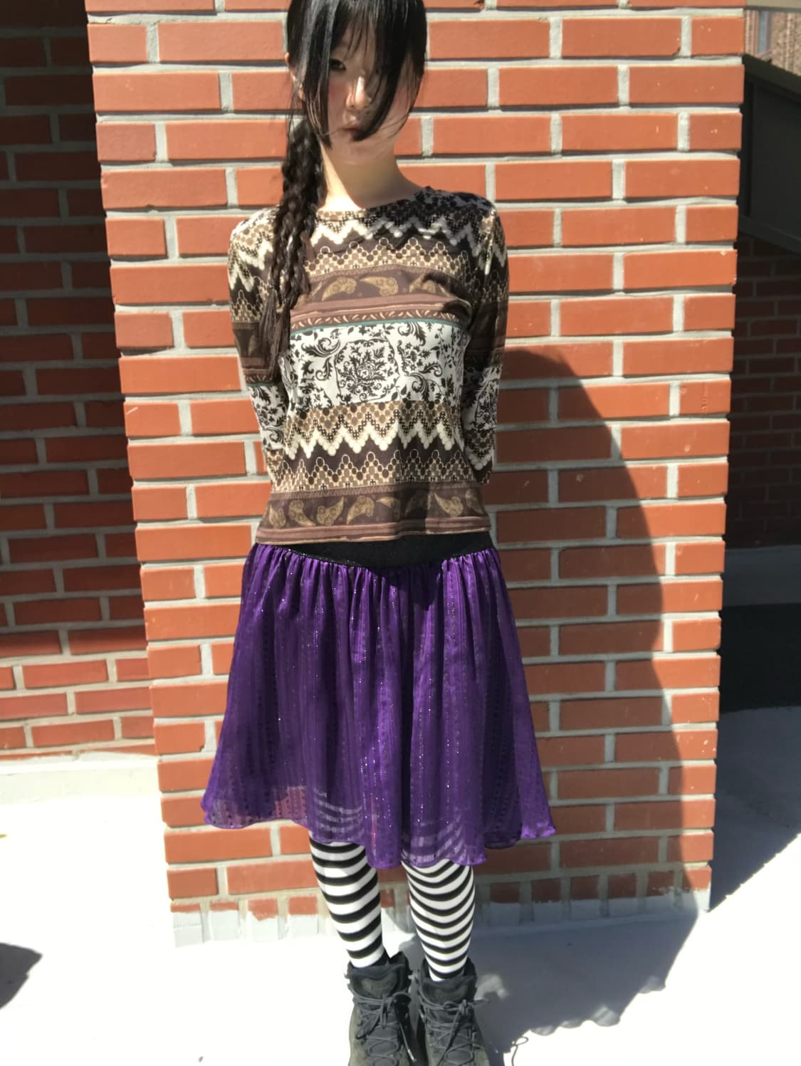vintage purple pattern skirt 상품이미지6