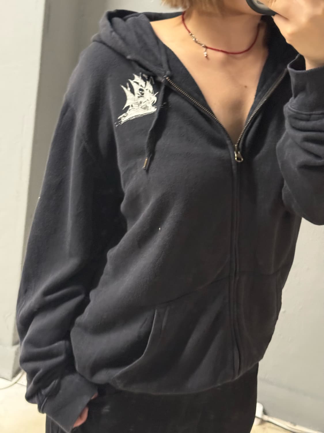 back skull printing hood zip-up 상품이미지3