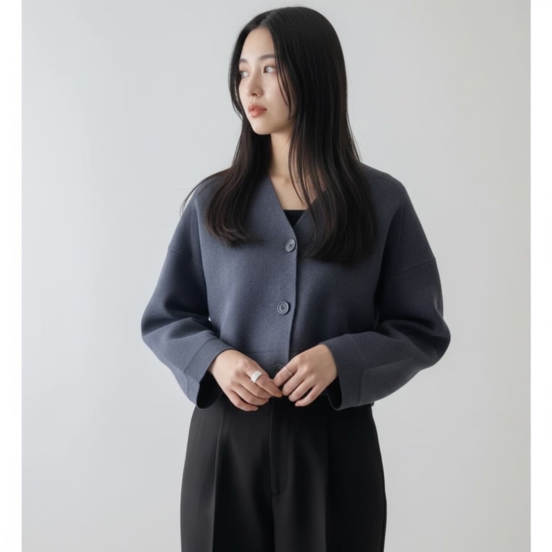 [L] Uniqlo 유니클로 U 크롭 메리노 블렌드 브이넥 가디건 상품이미지5