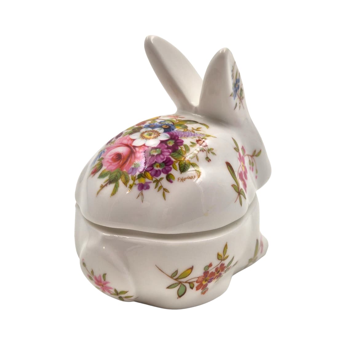 80s 영국 해머슬리 본차이나 플로랄 토끼 트링켓 상품이미지4