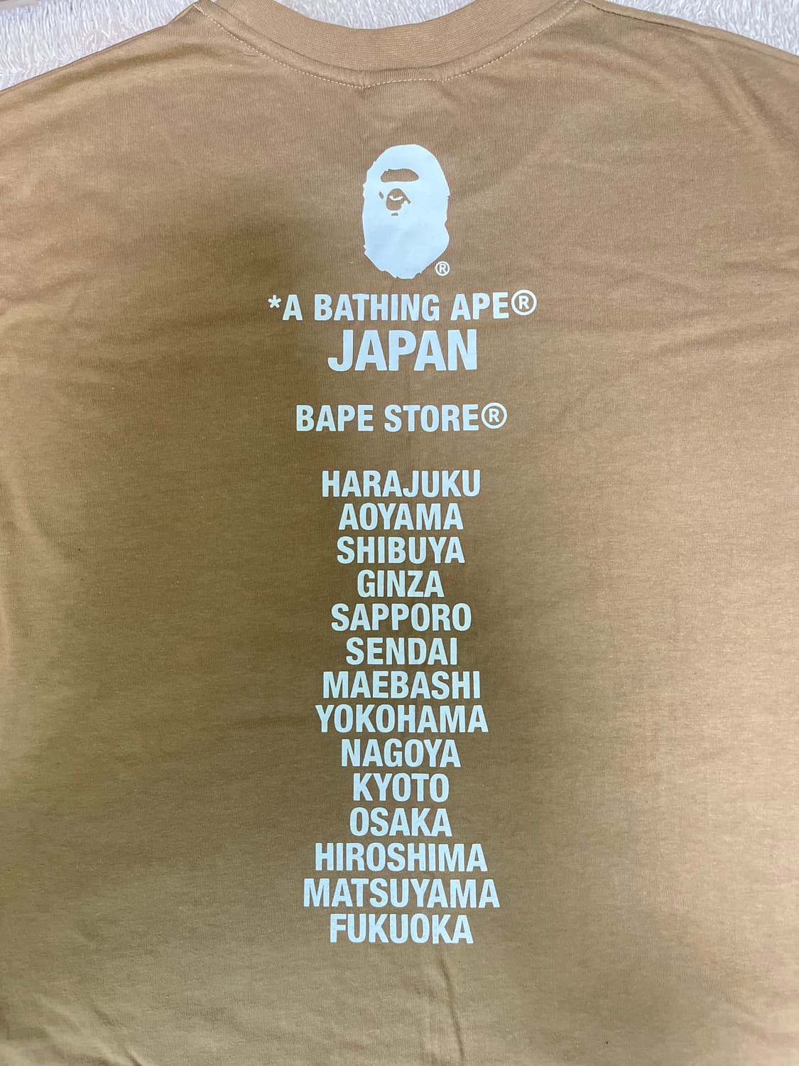 Bape 재팬 시티 에이프 헤드 티셔츠 베이지 상품이미지5