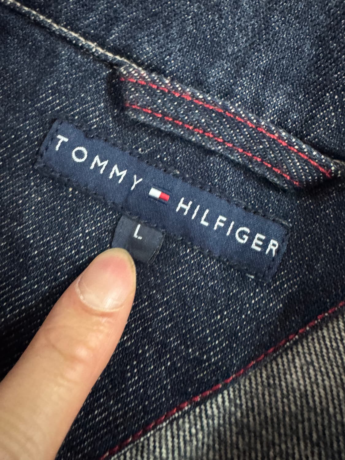 타미힐피거 스몰 로고 빈티지 워싱 트러커 데님자켓 L 상품이미지3