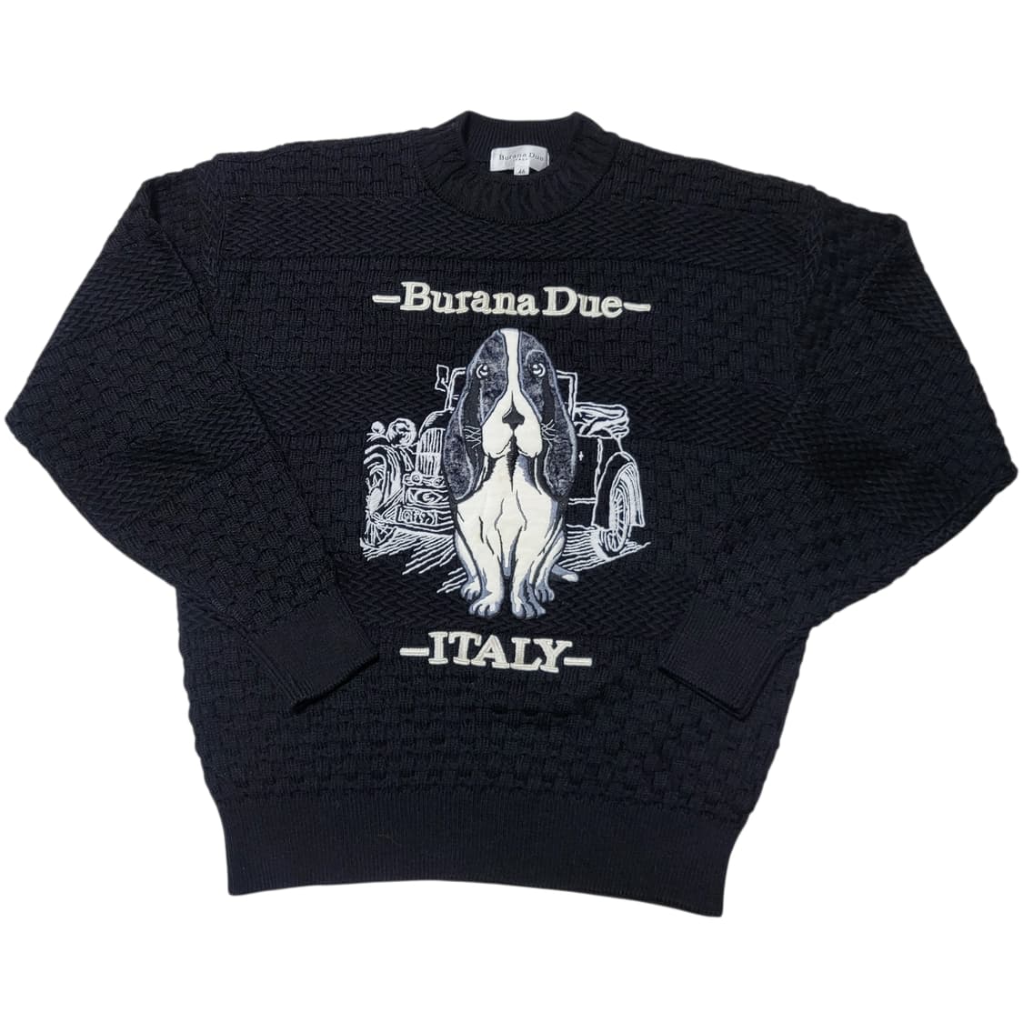 (m) 90s vtg Burana Due 바셋하운드 인타르시아 빈티지니트 상품이미지1