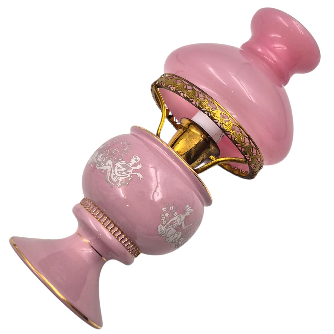 60s 이탈리아 플로렌틴 핑크 오팔린 엔틱 램프 상품이미지6