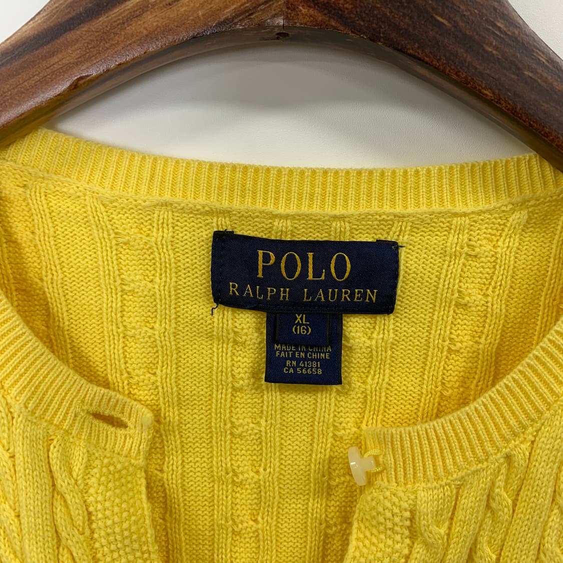 폴로 랄프로렌 프릴 옐로우 꽈배기 니트 가디건 상품이미지5
