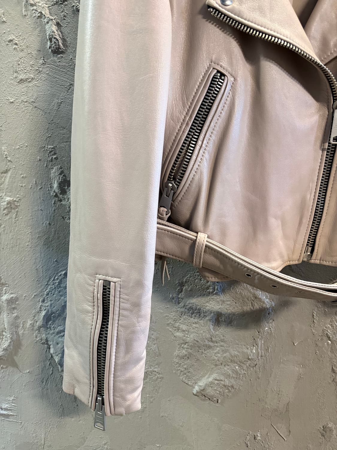 M 올세인츠 ALLSAINTS 앤더슨 바이커 레더 자켓 베이지 상품이미지2