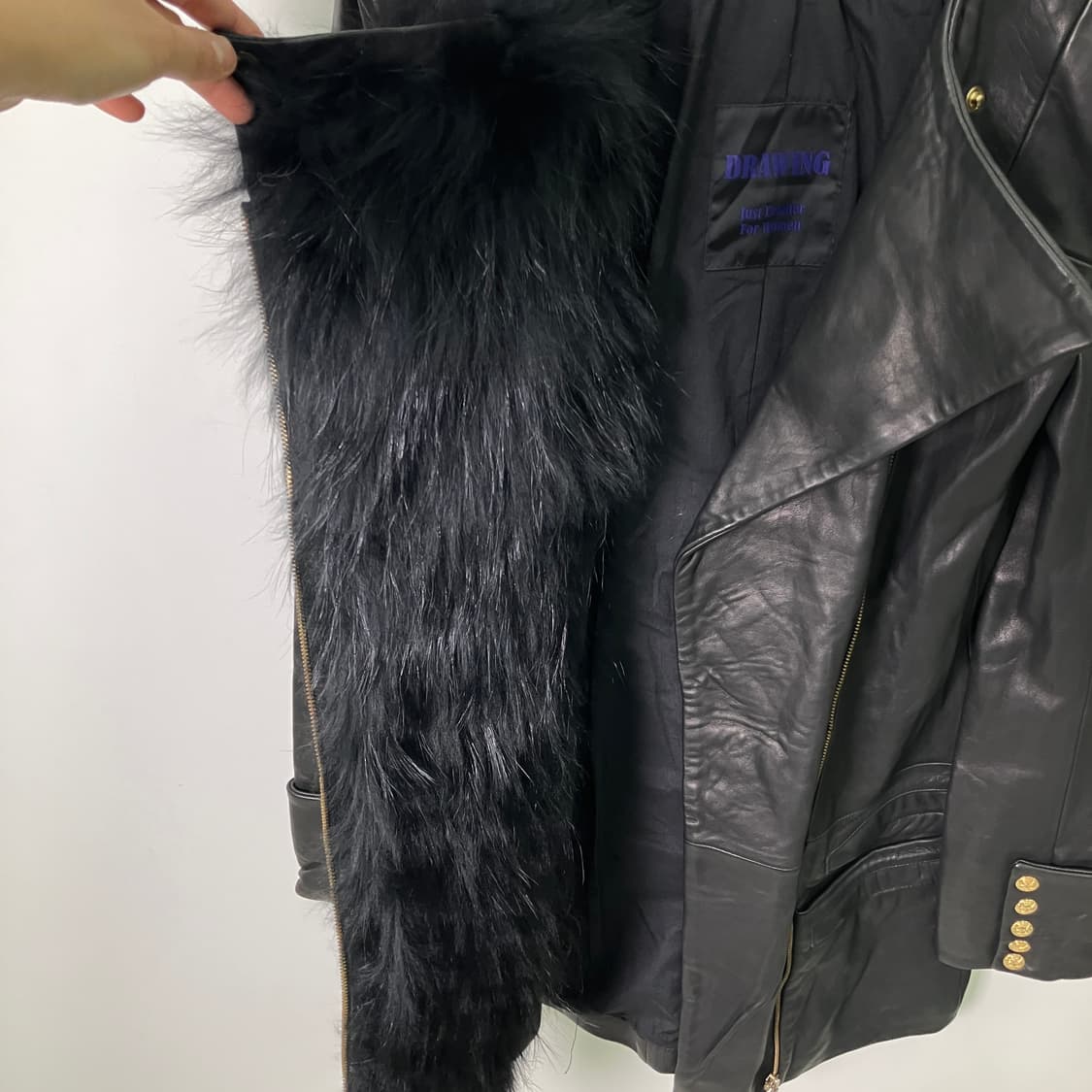 VTG 빈티지 블랙 퍼 트리밍 램스킨 코트 66 상품이미지9