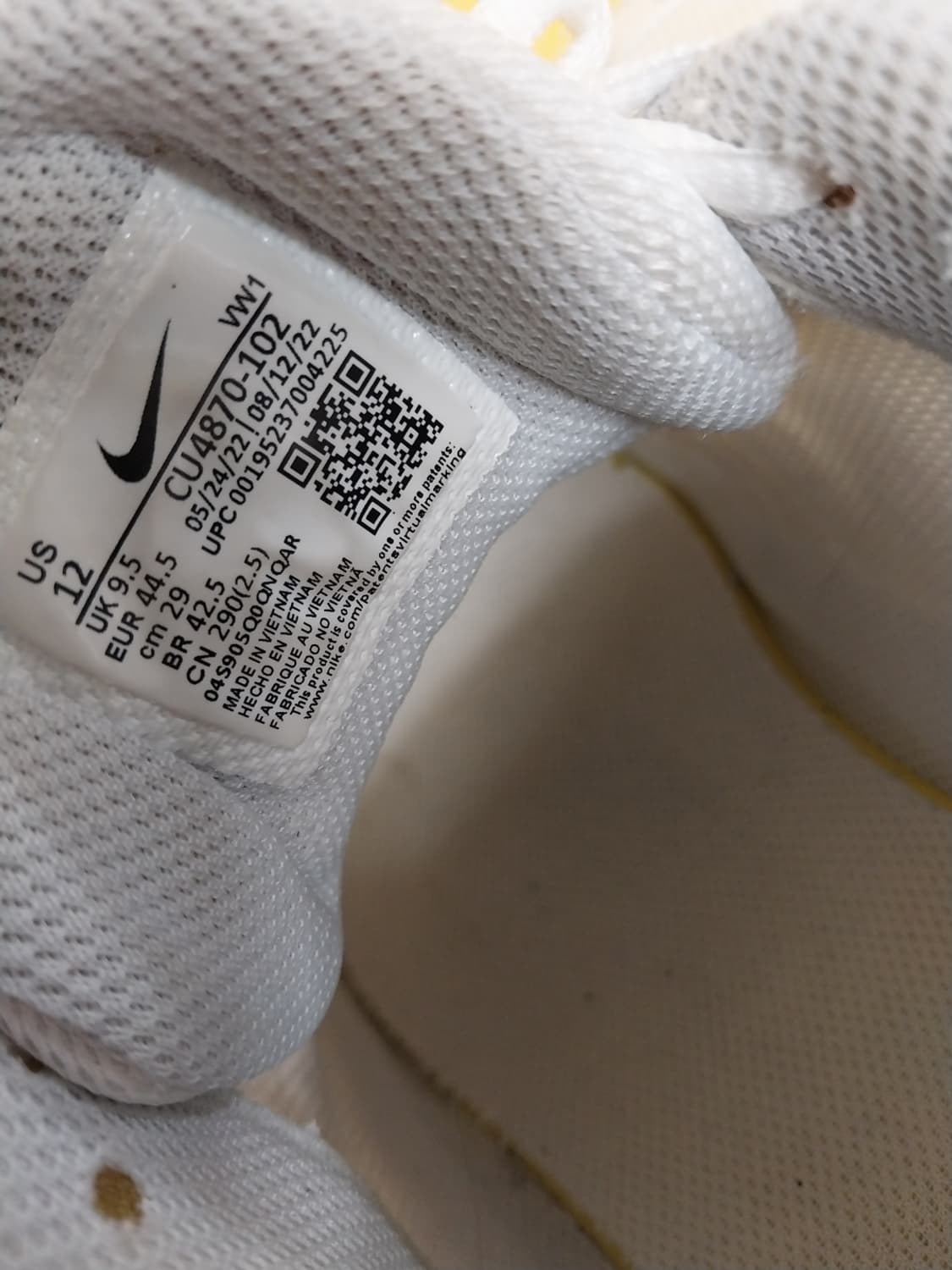 남성 나이키 에어맥스 AP 화이트 퓨어 플래티넘 운동화 (290) 상품이미지10