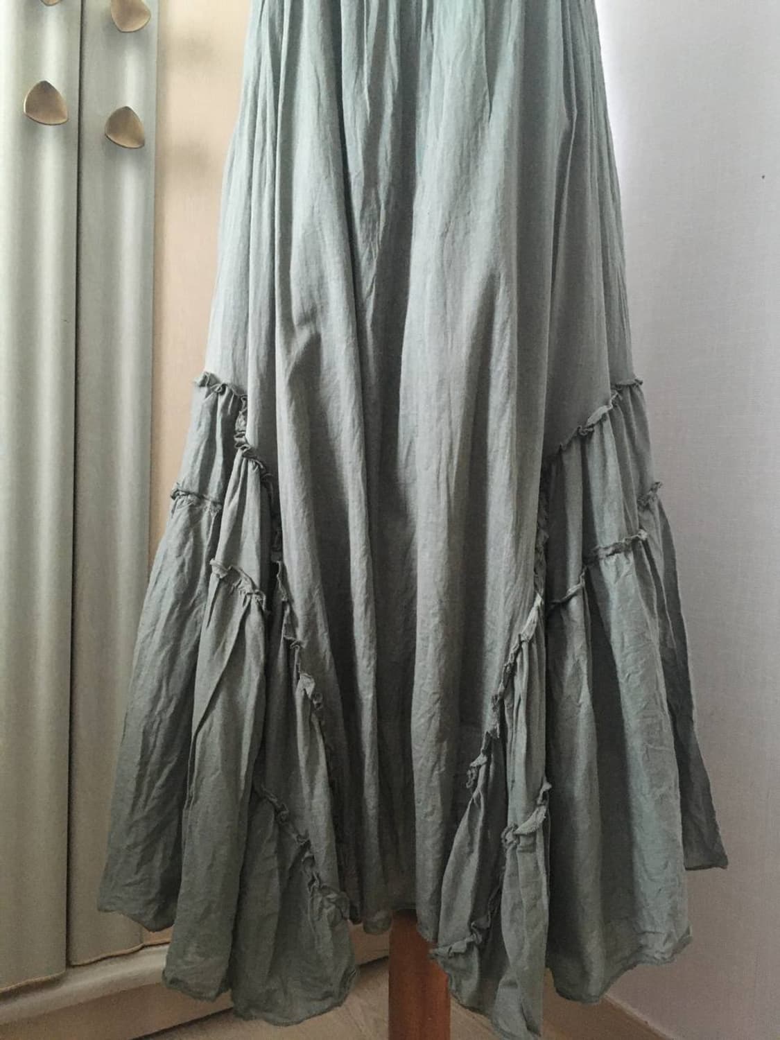 일본빈티지 캉캉 프릴 끈나시원피스 민소매 카키 갸루 모리걸 상품이미지4