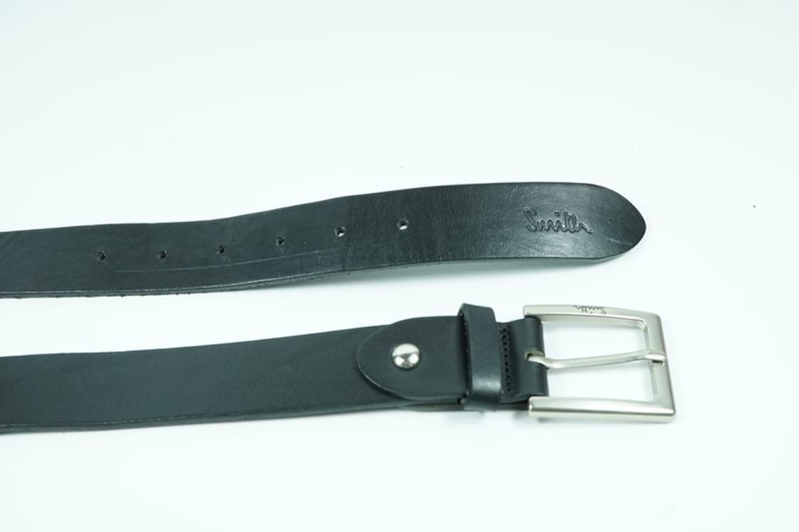 Smith 재패니즈 빈티지 블랙 레더 스퀘어 버클 벨트 상품이미지5