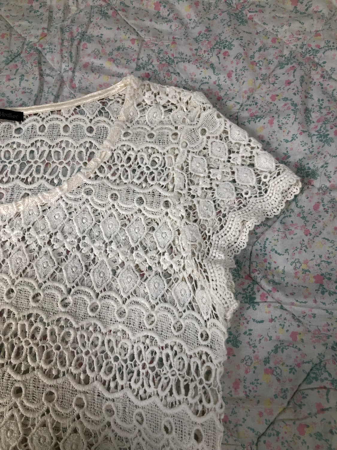 빈티지 크로쉐 크롭 반팔 니트 상품이미지6