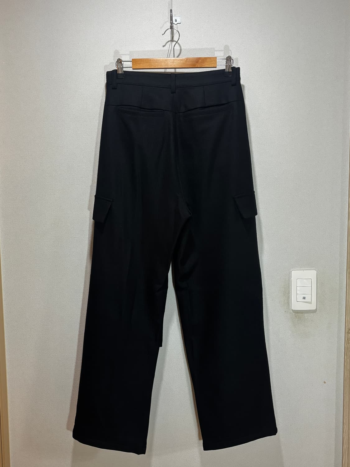 택포/S급) COOR 버진울 파라수트 카고 슬랙스 블랙 팬츠 상품이미지2