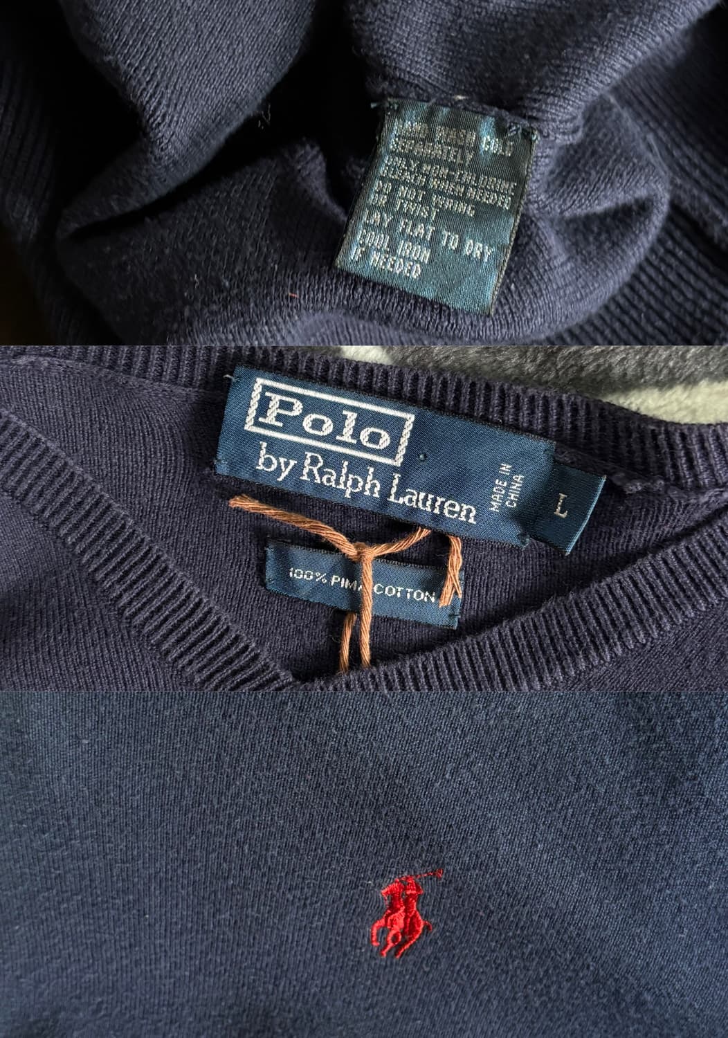 폴로 랄프로렌 네이비 브이넥 니트 L 상품이미지4