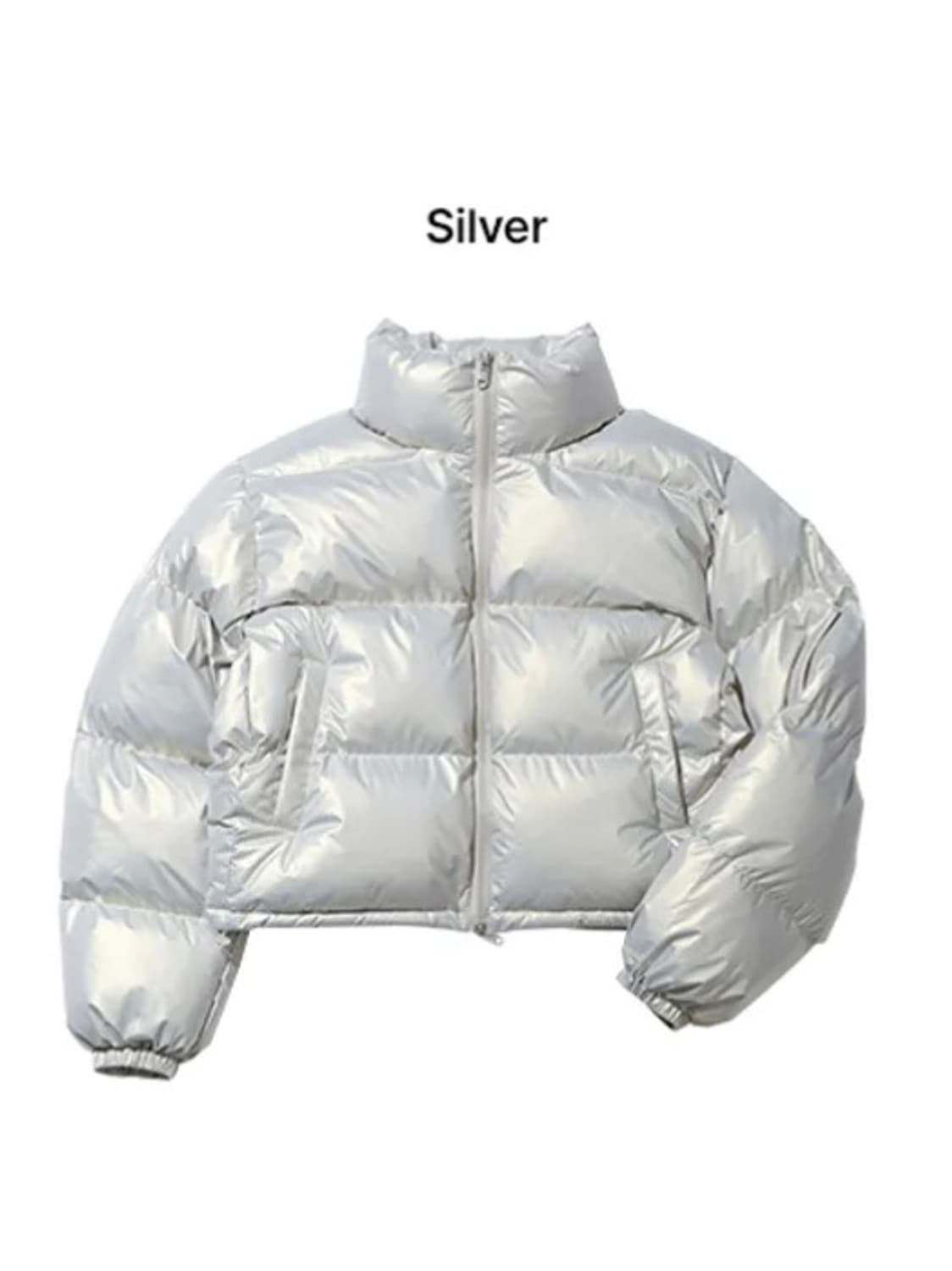 비터셀즈 크롭 푸퍼 자켓 실버 상품이미지1