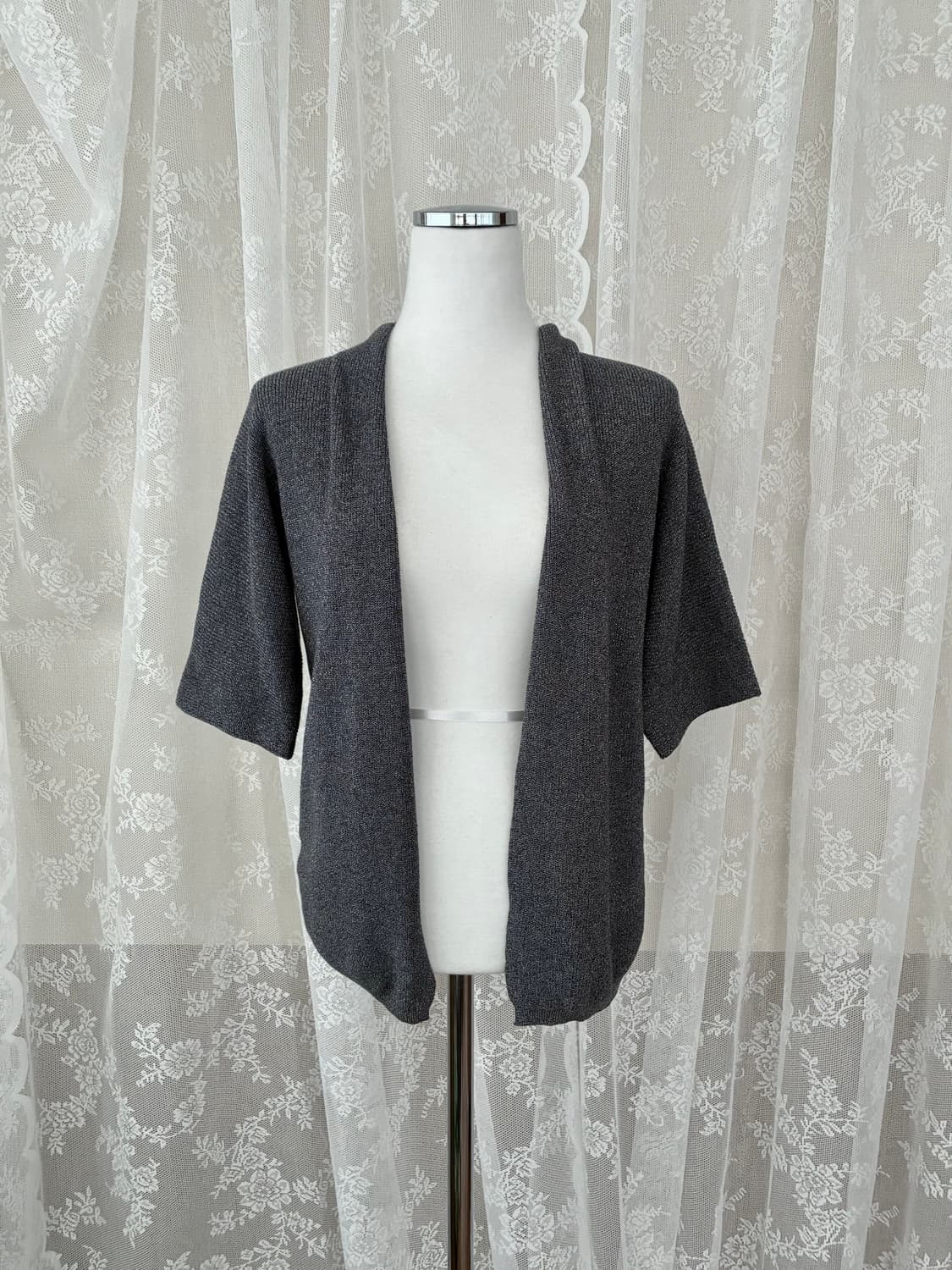 42) 페세리코 PESERICO 반팔 가디건 실버 그레이 상품이미지1