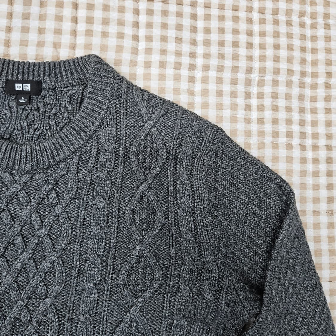 유니클로 케이블 울 니트 남자100~105 상품이미지3