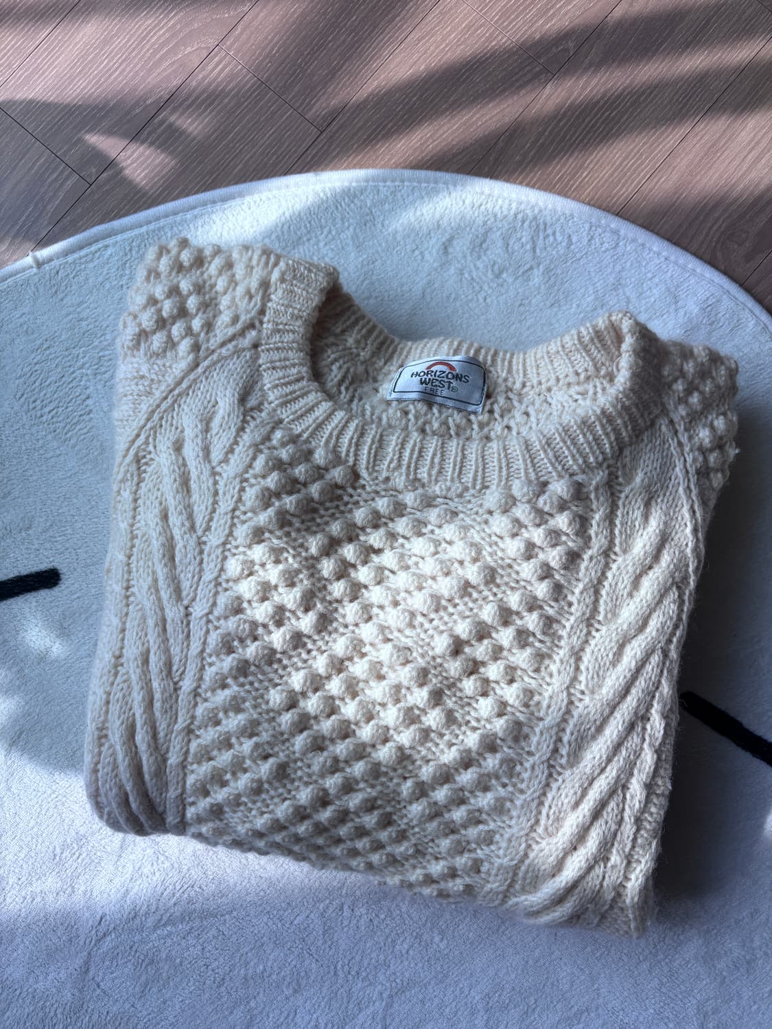 빈티지 니트 아란니트 피셔맨니트 흰순이 상품이미지1