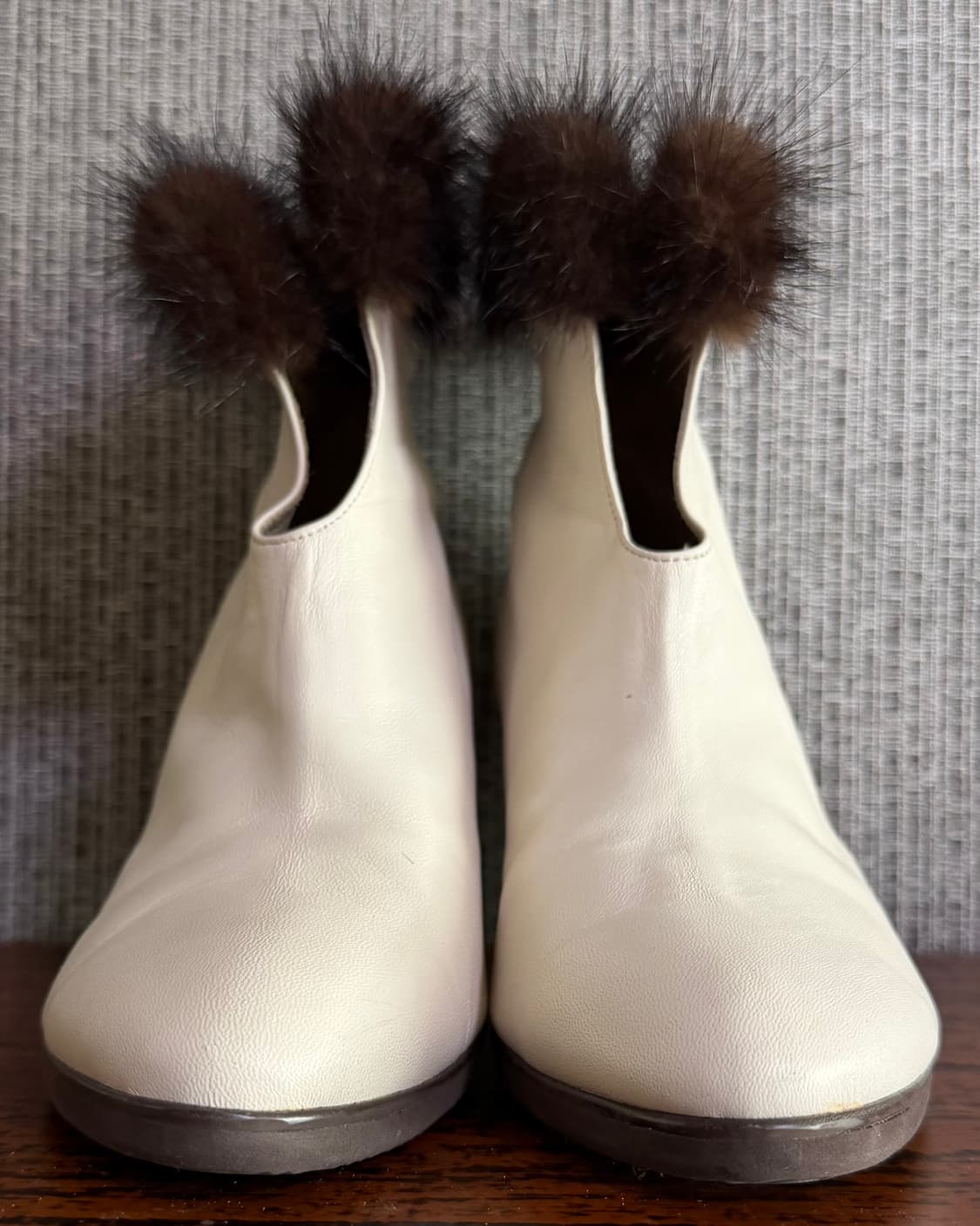 엘칸토 밍크털 아이보리 가죽 앵클 부츠 부티 신발 구두 235 상품이미지2