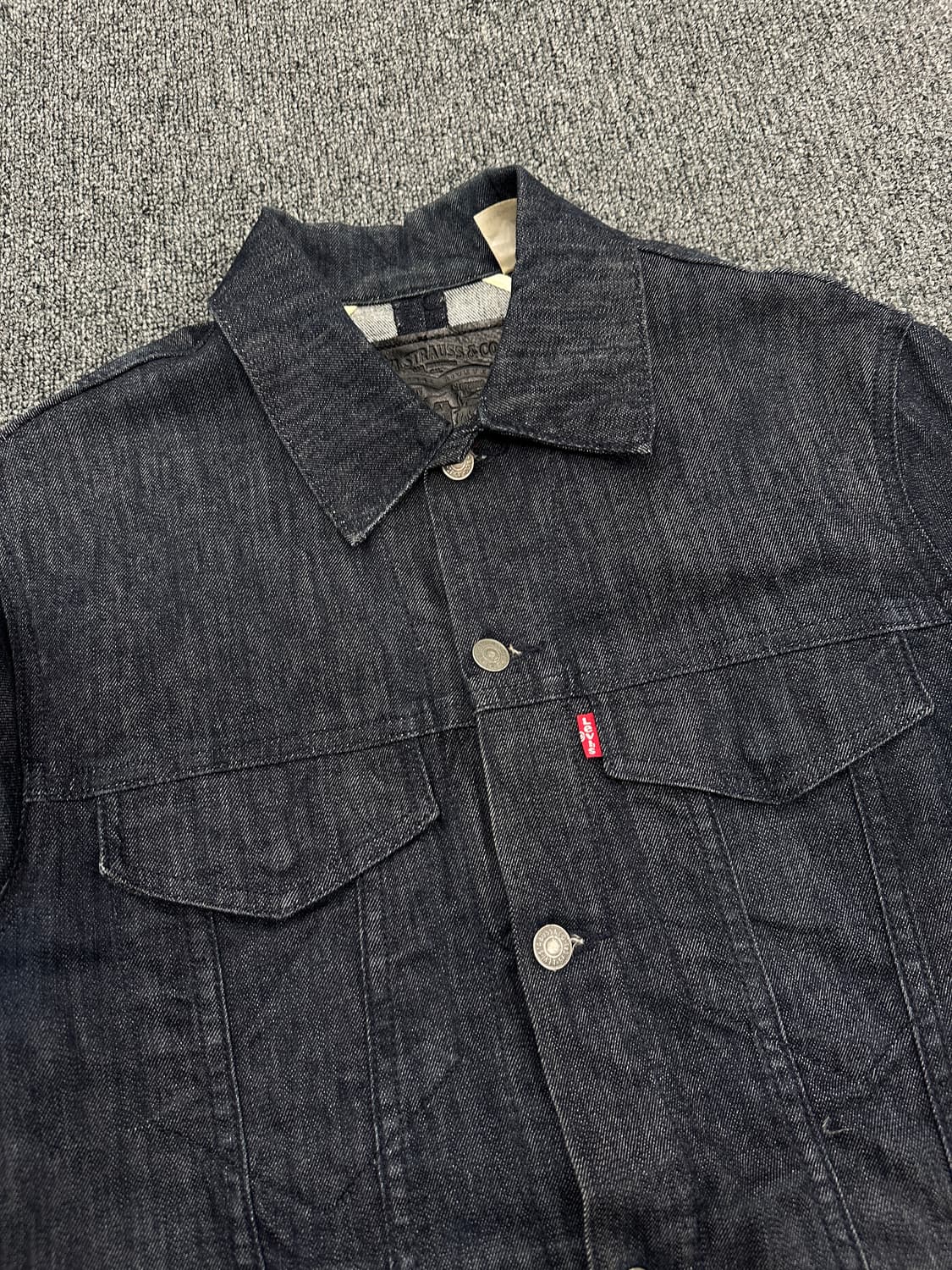 M) 리바이스 스판 인디고 데님 트러커자켓 bovine leather 상품이미지3