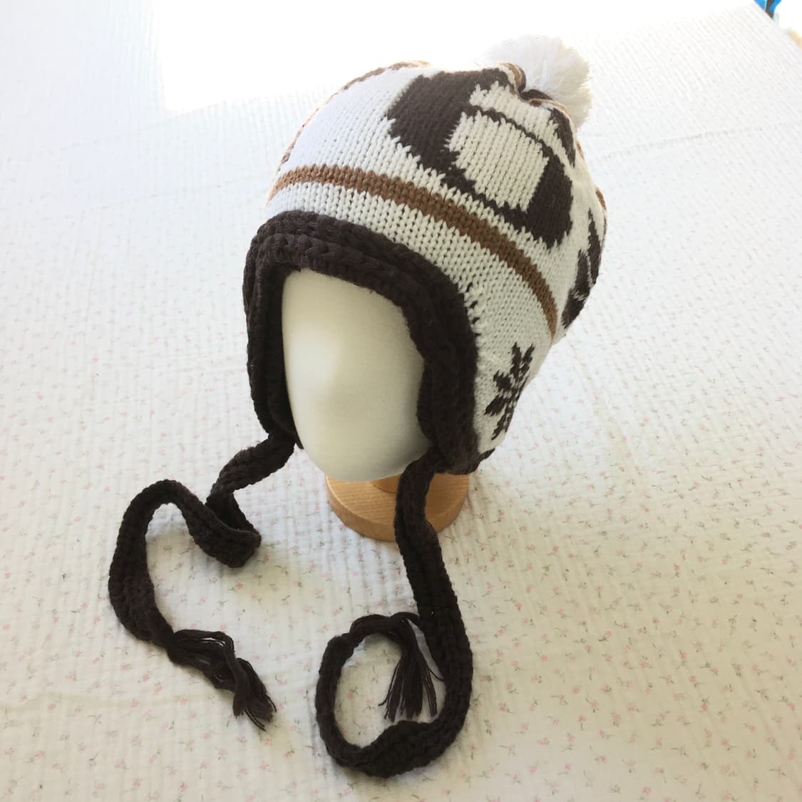 JPN/ 눈꽃이어플랩 모리걸비니 비니 폼폼이비니 눈꽃비니  상품이미지2