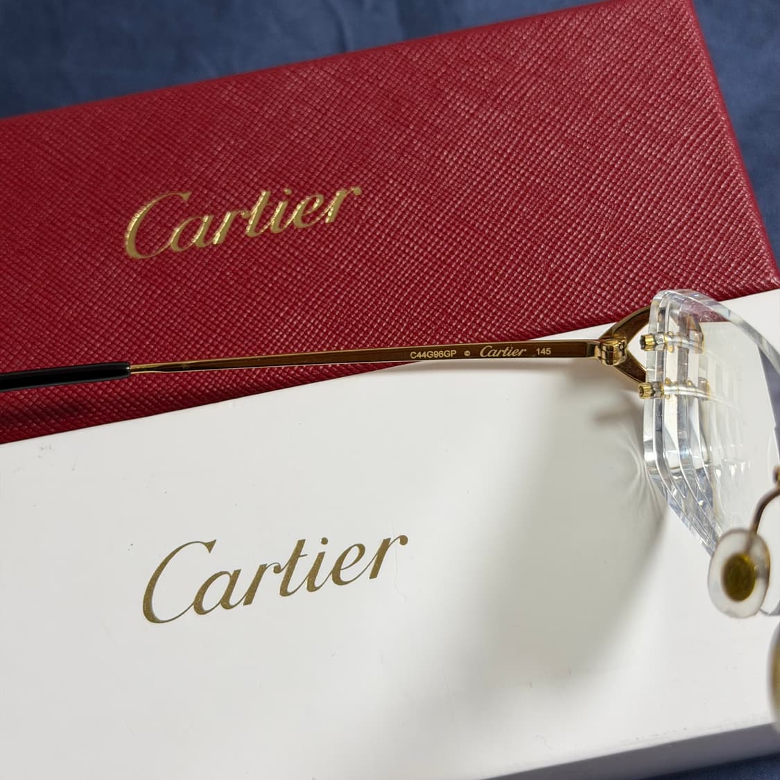 (OS) Cartier 까르띠에 C 데코 무테 안경 금장 상품이미지6