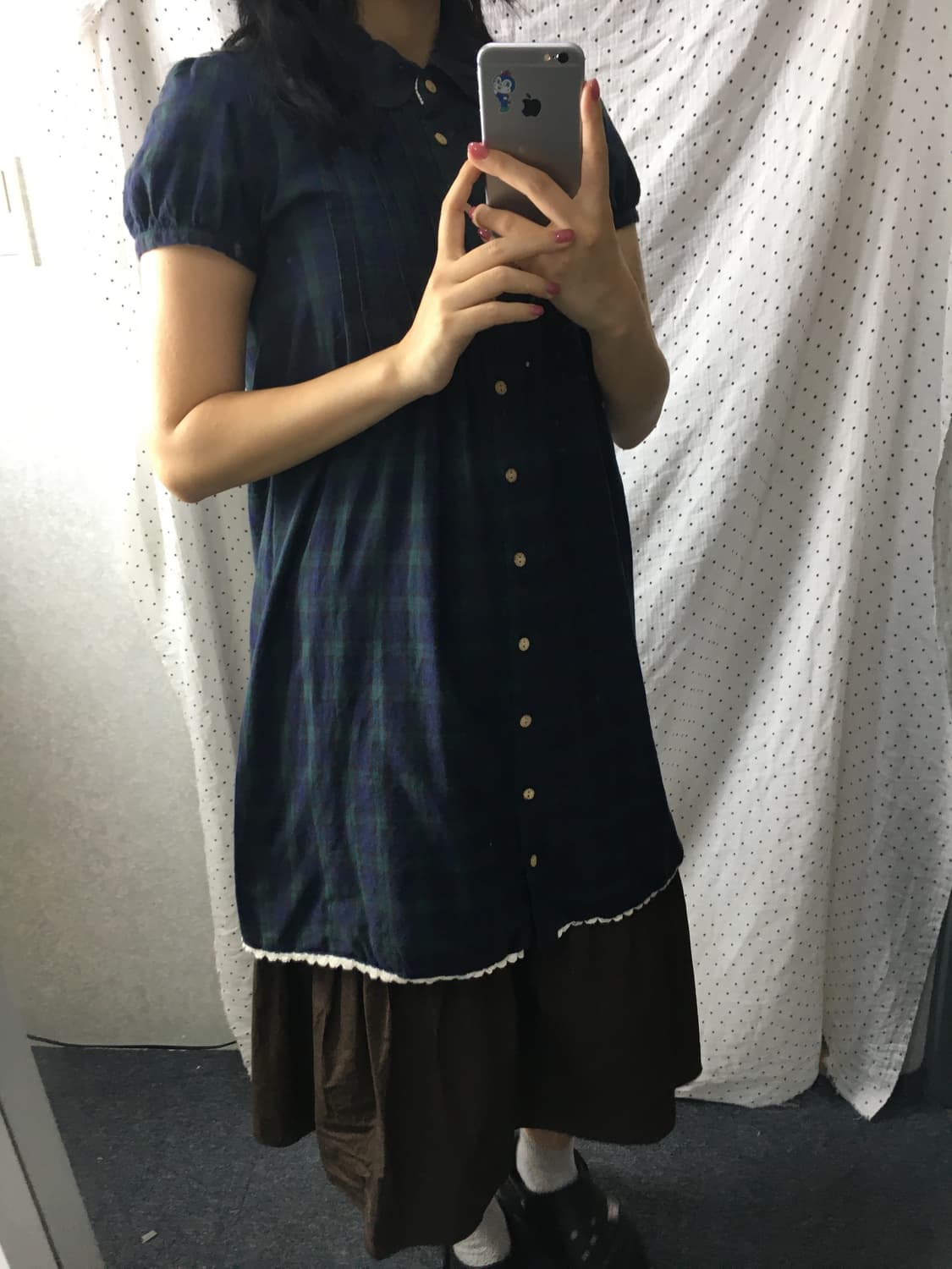타탄체크 둥근 카라 원피스 상품이미지4