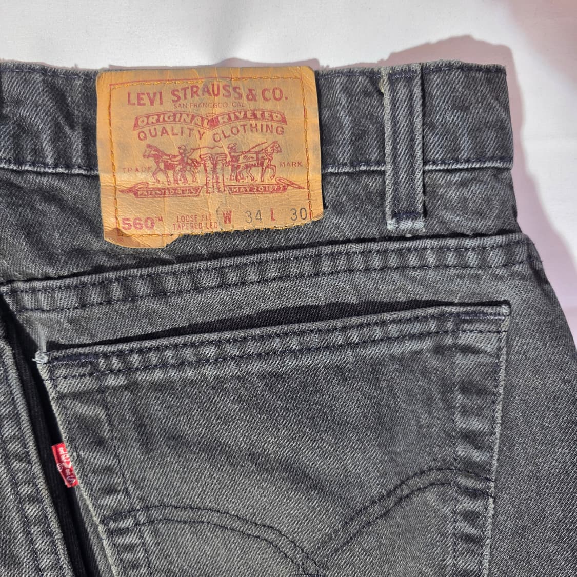 [W34L30]90s USA 리바이스 560 루즈테이퍼드핏 블랙 데님팬츠 상품이미지7