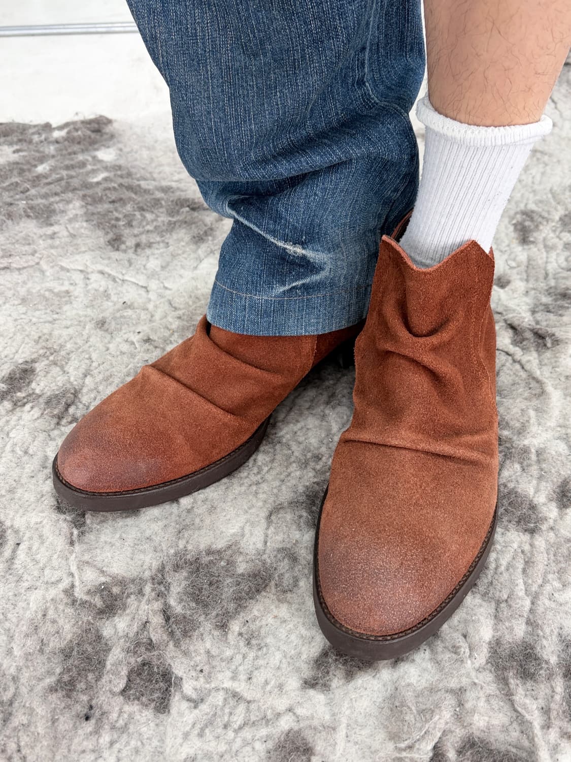 no id 드레이프 레더 슈즈 상품이미지1