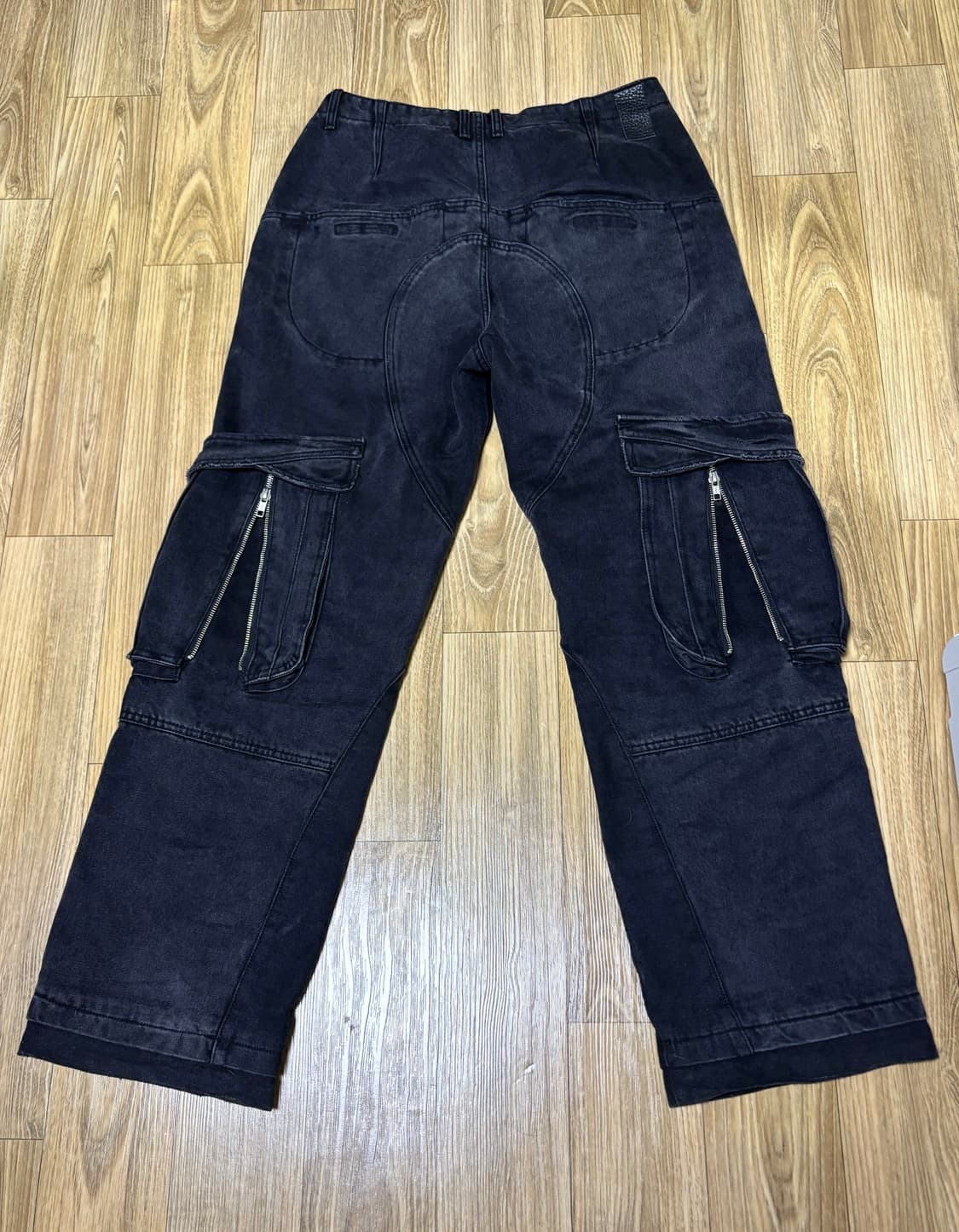 이티씨이 레이어드 백 카고 데님 팬츠 블랙 상품이미지3