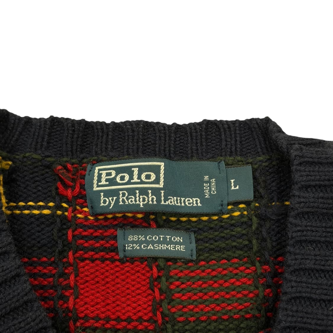 폴로 랄프로렌 엘보패치 타탄체크 코튼 캐시미어 니트 L 상품이미지2