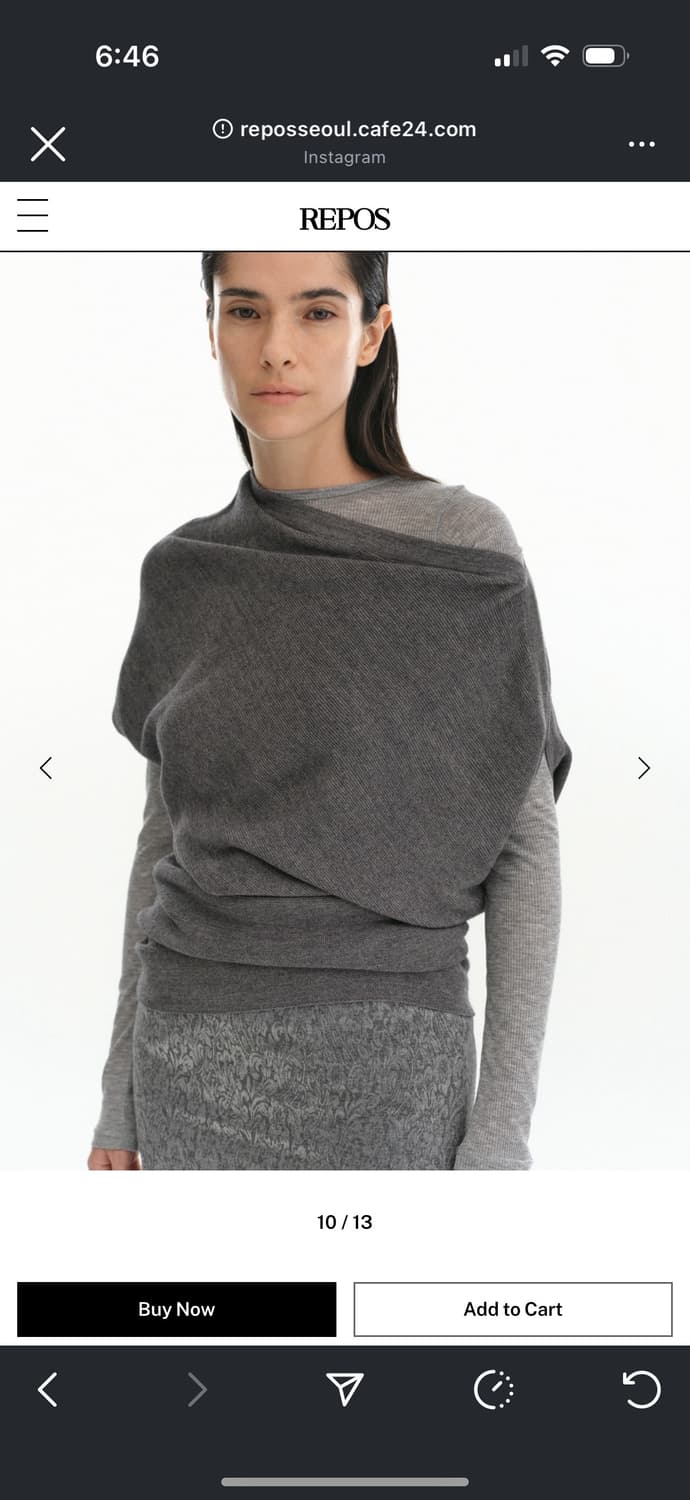 리포스 니트 Unbal Off-Shoulder Knit Grey 상품이미지1
