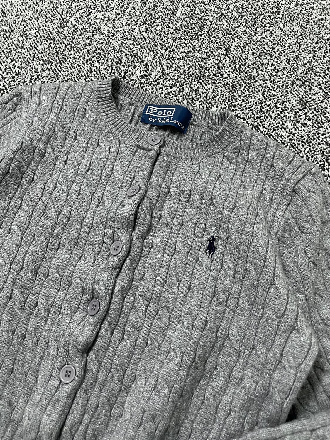 빈티지9. 폴로랄프로렌 케이블 크롭 니트 가디건 그레이 상품이미지2