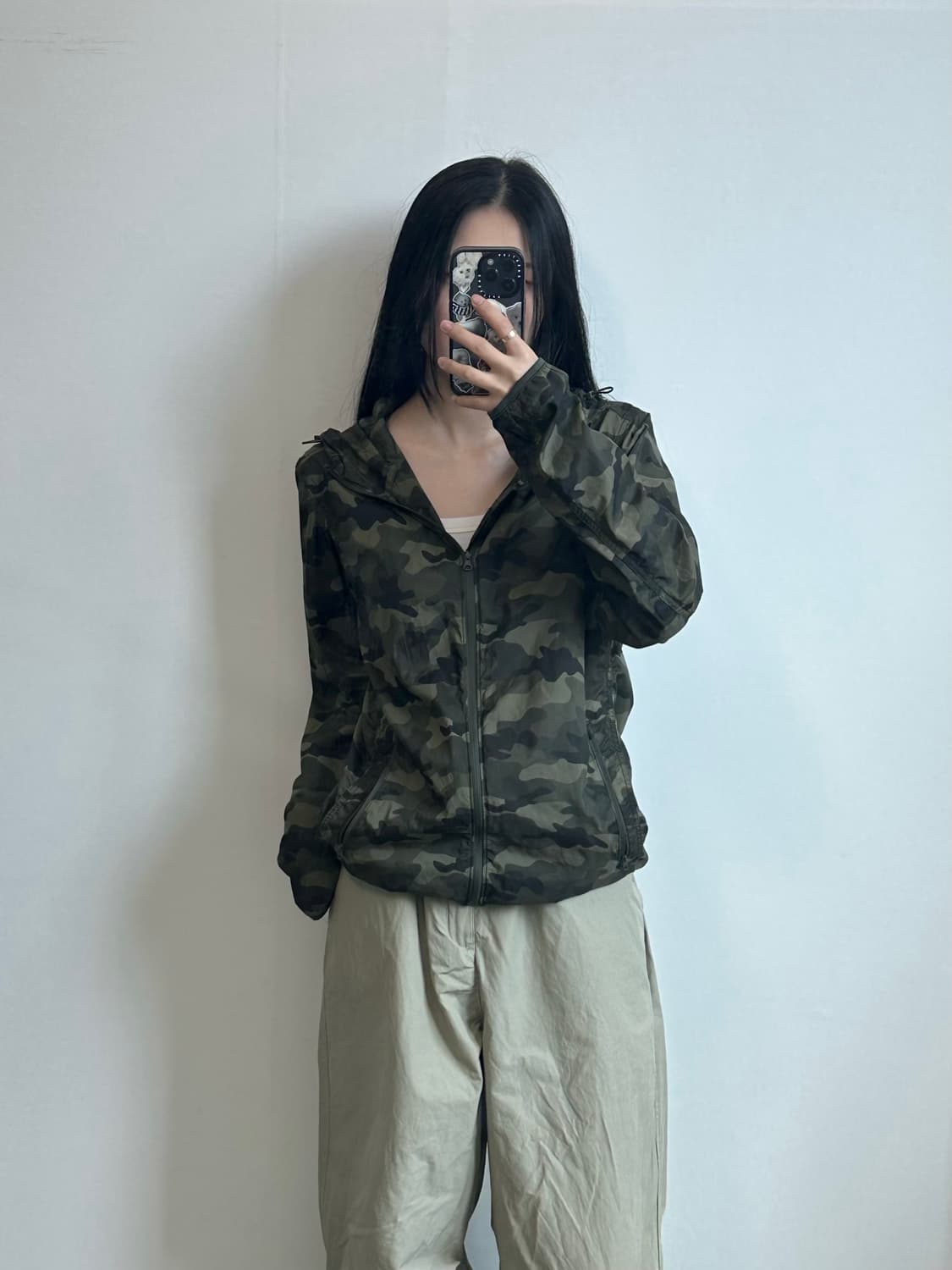 유니클로 카모패턴 경량 후드 바람막이 자켓 상품이미지1