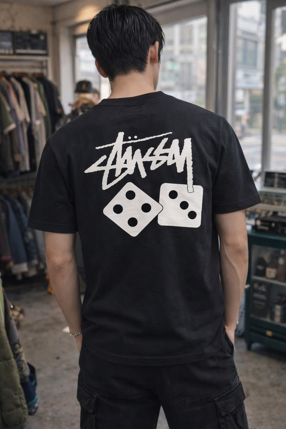 🧥  Stüssy 스투시 다이스 로고 반팔 티셔츠 (Black) 상품이미지1