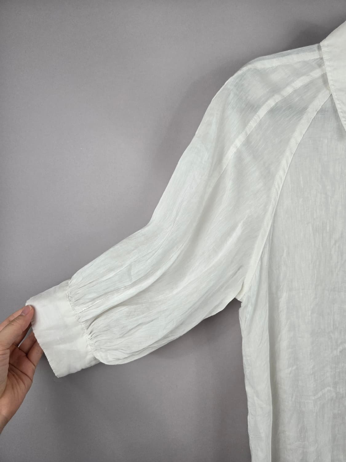 [무료배송]페이우 S 여성 실크 린넨 마 혼방 8부소매 블라우스 상품이미지3