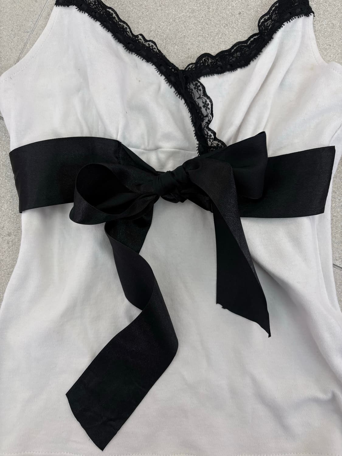화이트 레이스 리본 슬리브리스 상품이미지2