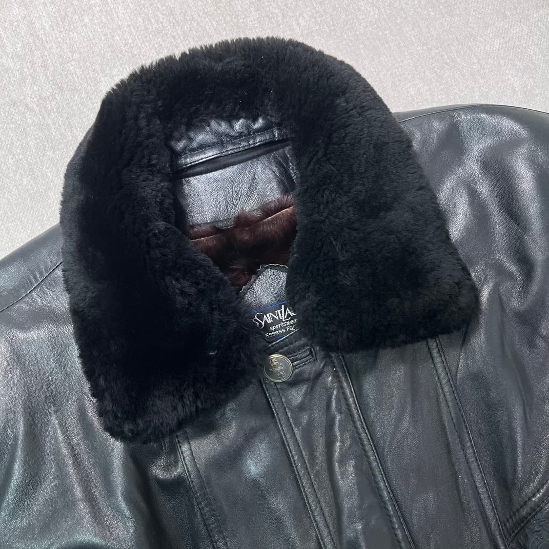 100 입생로랑 투웨이 퍼카라 램스킨 가죽 자켓 상품이미지2