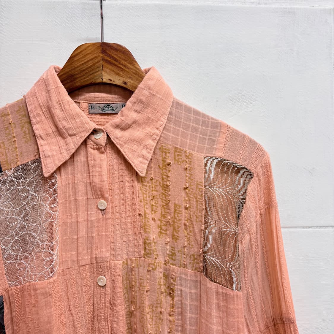 핑크 패치워크 히피 에스닉 셔츠 블라우스 JPN  상품이미지2