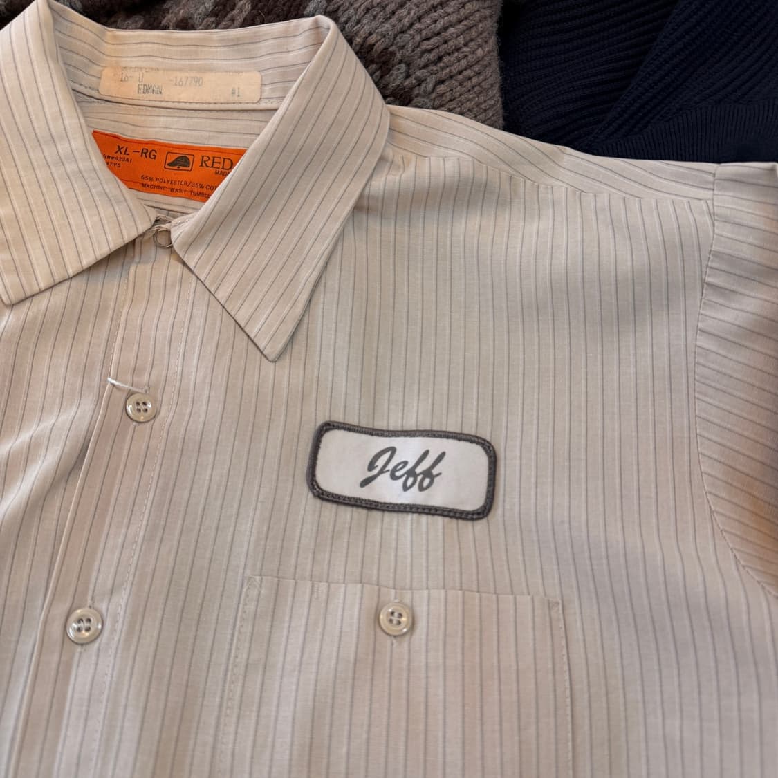 레드 캡 워크웨어 워크셔츠 스트라이프 패턴 XL XXL 상품이미지3