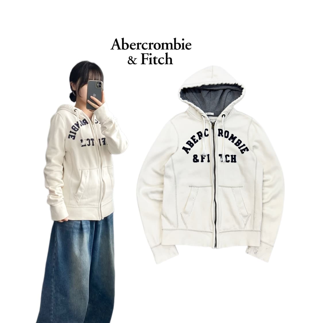 아베크롬비 Y2K 아치로고 후드집업 상품이미지1