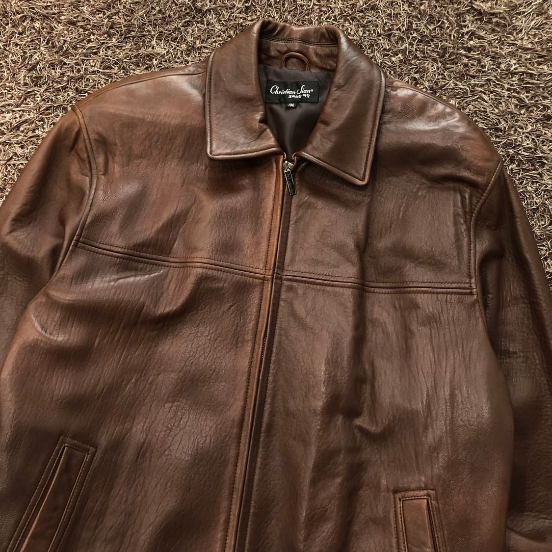 빈티지 양가죽 브라운 집업 레더 가죽 자켓 상품이미지2