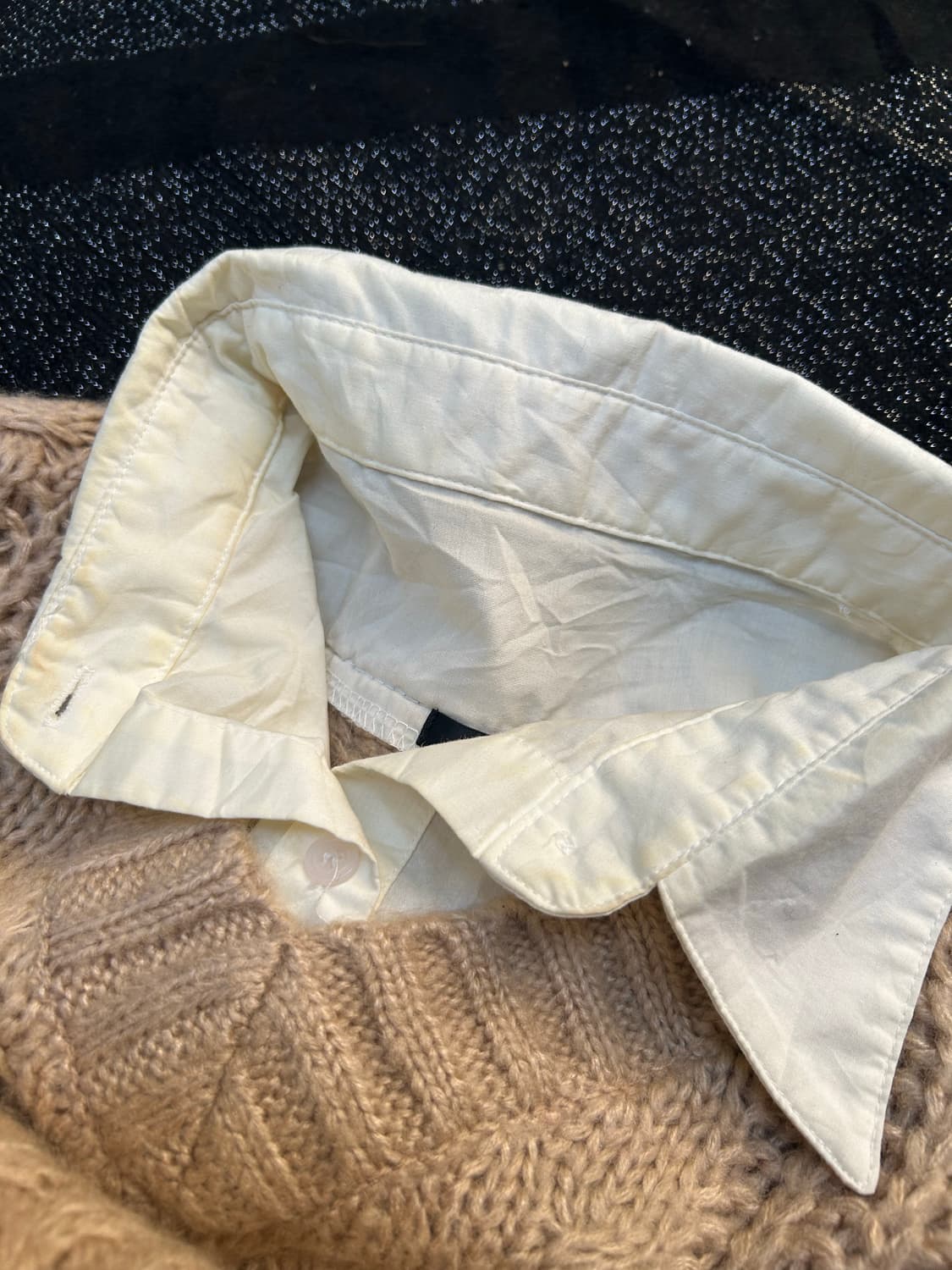 2000s ingni 레이어드 케이블 니트 셔츠 상품이미지3