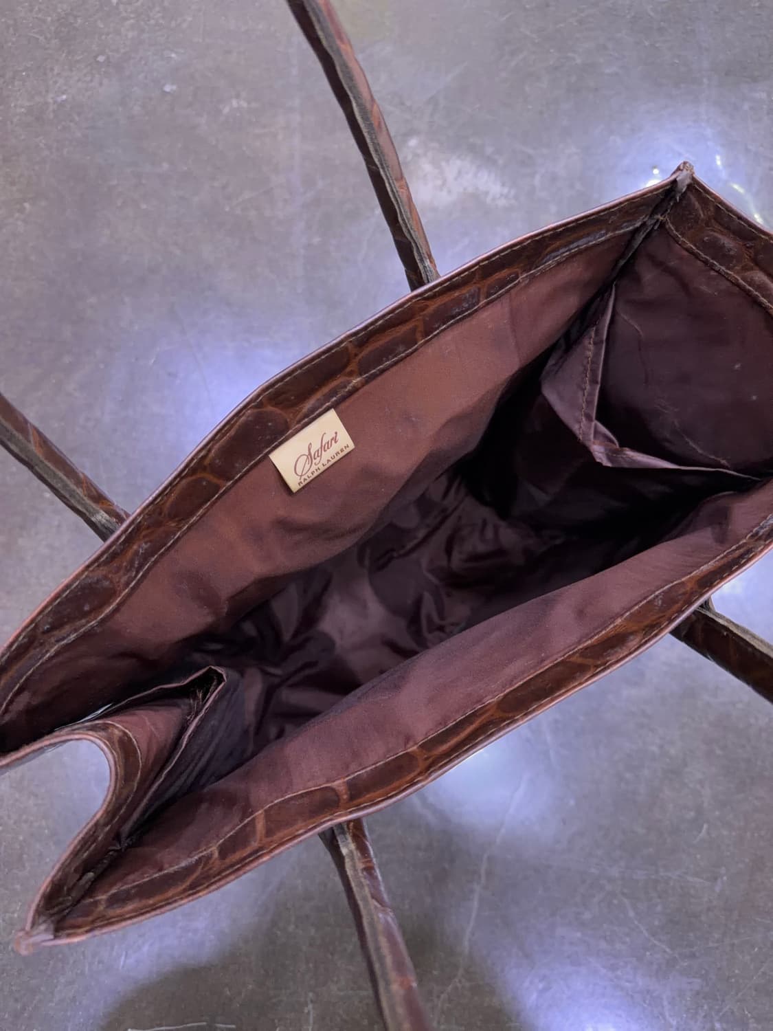 랄프로렌 사파리 인조 악어가죽 엠보싱 토트백 브라운 상품이미지7