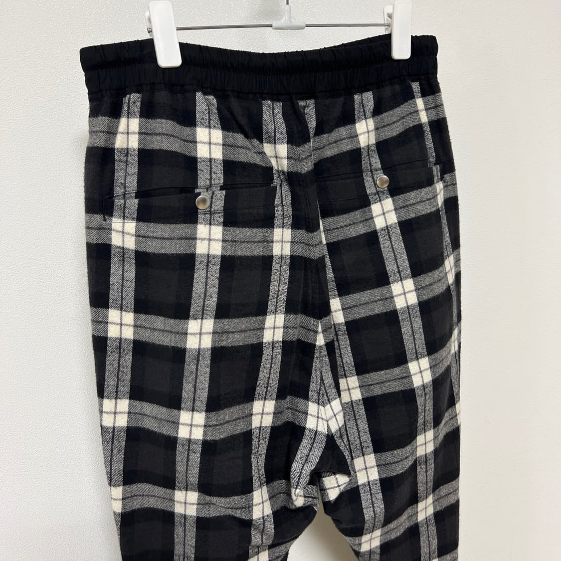 릭오웬스 19SS "BABEL" 드로우스트링 블랙 체크 트랙 팬츠  상품이미지6